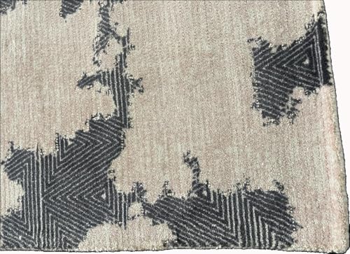 Modern Abstract Area Rug, Modern Pattern, Living Room Carpet Hand Tufted Cloudy Theme Wool Carpet 5X8 FT Black and White